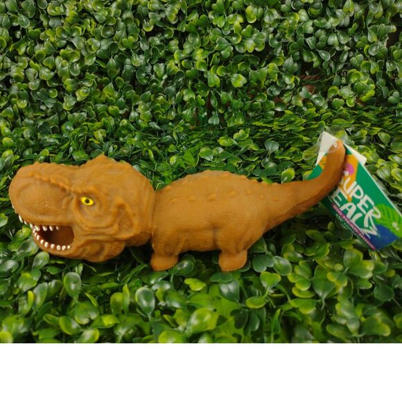Tyrannosaurus Rex Dinosaur Squishy Toy Figure Squeezable T-Rex Dino Sand Brown - Picture 13 of 15